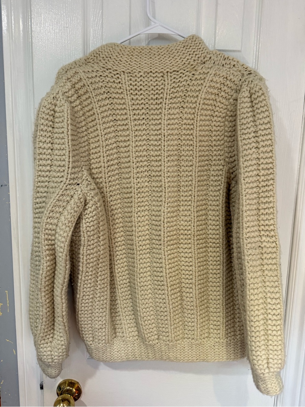 Hand-Knit Cream Button-Front Sweater - Picture 3 of 3